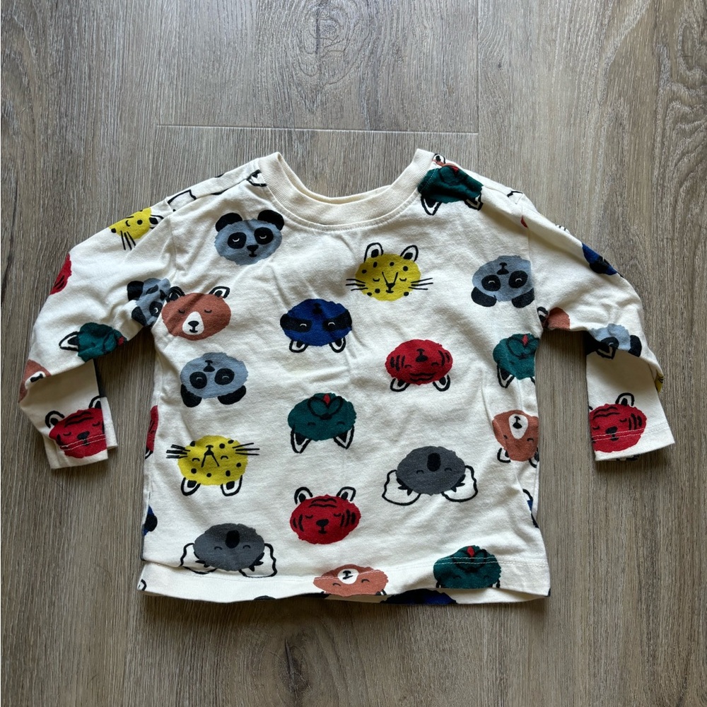 Hanna Anderson 75cm 12-18 month zoo animal long sleeve shirt